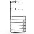 thumbnail image 2 of 5-Tier Dustproof Entryway Hall Tree Coat Rack Shoe Rack  Freestanding Shoe Storage Shelf Hat Clothes Organizer, 2 of 8