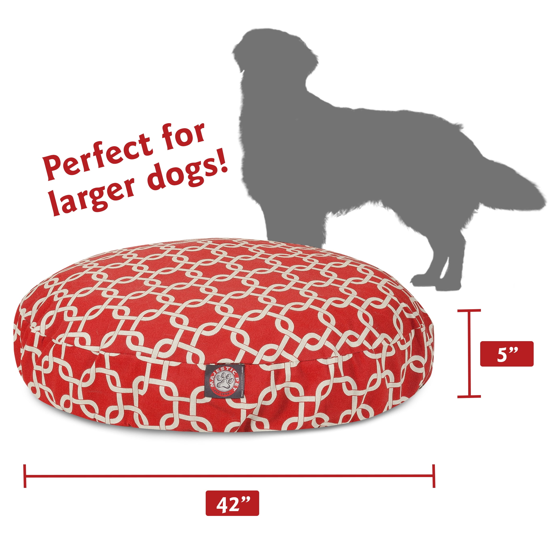 Majestic Pet | Links Round Pet Bed For Dogs, Removable Cover, Red, Large