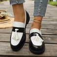 thumbnail image 5 of Purcolt Womens Color Block Loafers Dressy Casual Fringe Round Toe Slip On Boat Shoes Comfort Thick Soft Sole Flats Shoes for Business Work Office, 5 of 9