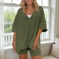 thumbnail image 2 of WAYUTE Womens 2 Piece Outfits V Neck Casual Short Sleeve Shorts High Waisted Workout Athletic Wear Solid Color Slim Fit Outfit, 2 of 5
