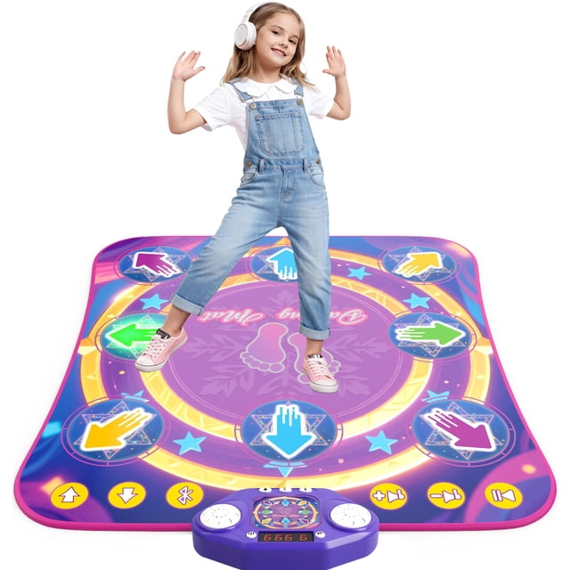 Tapete de Baile ANNKIE con 8 Botones Iluminados, Inalámbrico y Bluetooth