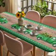 thumbnail image 3 of Saint Patrick's Day Table Cloths for 8 Foot Rectangle Tables, Luck Leaves Car Brown Wooden Plaid Patio Waterproof Elastic Fitted Tablecloths, Washable Rectangular Table Cover for Camping, 3 of 8