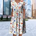 thumbnail image 1 of Vestido De Mujer Vestidos casuales florales Vestido plisado de verano suave para fiesta navideña (Naranja XL) Cgtredaw para Mujer Naranja T S, 1 of 6
