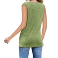 thumbnail image 3 of QUINDOS Tank Tops for Women Summer Green Sports Fashion Casual Solid Vest Zipper Round-Neck Loose Sleeveless T-shirt Pullover Tops Womens Camisoles Plus Size, 3 of 6