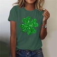 thumbnail image 2 of Dark Green Sparkle T Shirt St Patricks Day Glitter Clover Graphic Tees Short Sleeve Black Tops Elegant Irish Blouse, 2 of 6