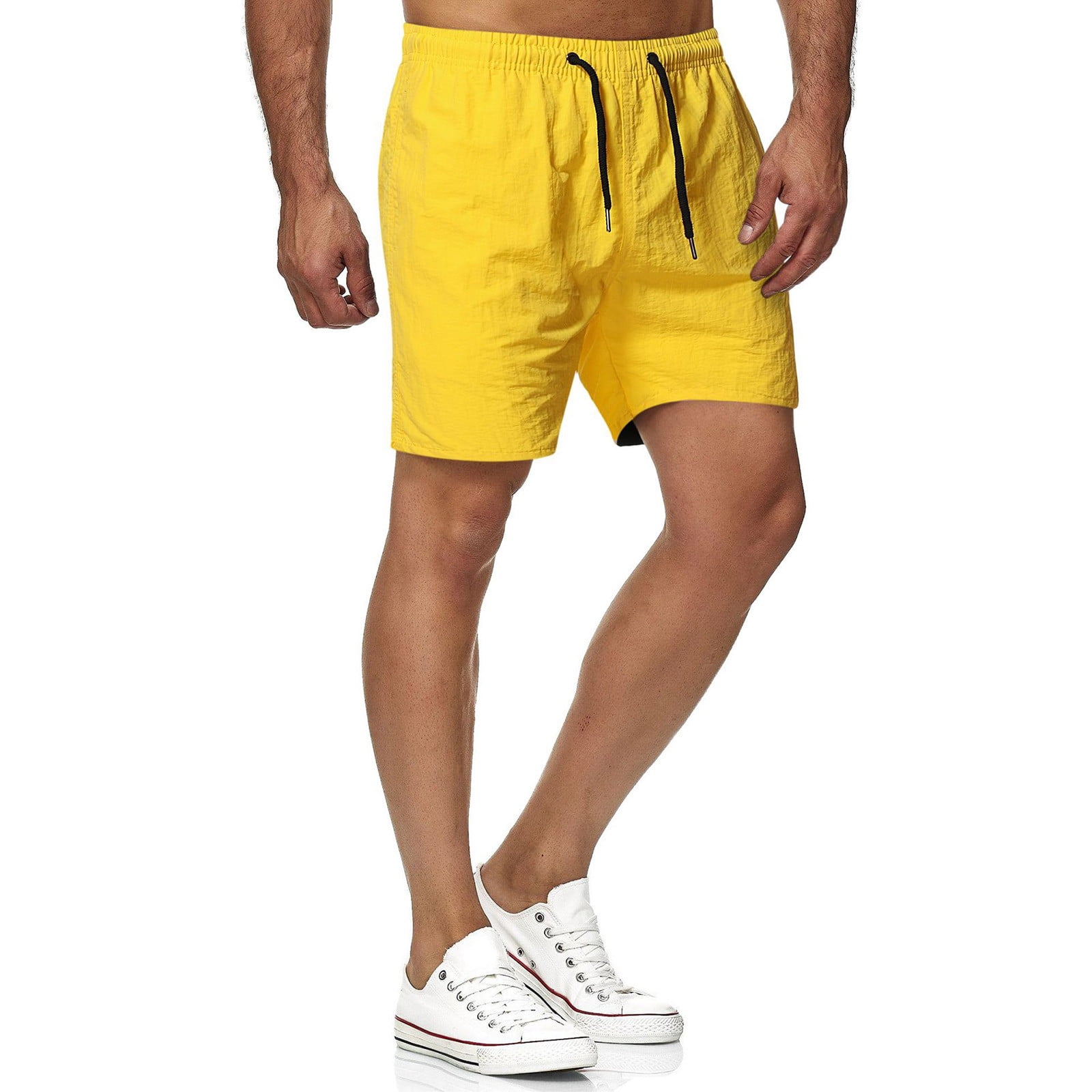 Daqian Big Mens Shorts Clearance Fashion Man Solid Elastic Waist Mid ...