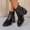 Black, variant on Boots for Women Versatile Wedge Block Heel Pointed Toe Booties Fashion Leather British Ankle Shoes