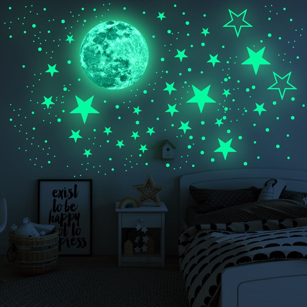 453pcs Glow In The Dark Luminous Universe Moon Star DIY Wall Sticker Art Decals