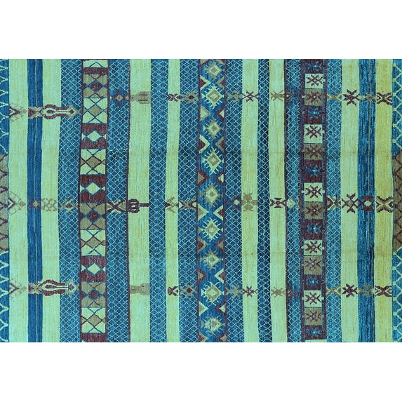 Ahgly Company Indoor Rectangle Oriental Light Blue Industrial Area Rugs, 6' x 9'