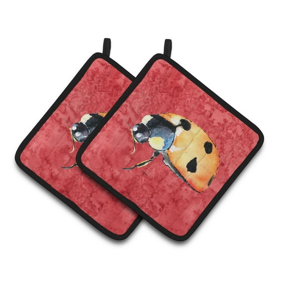 Carolines Treasures 8869PTHD Lady Bug on Red Pair of Pot Holders , 7.5HX7.5W, multicolor