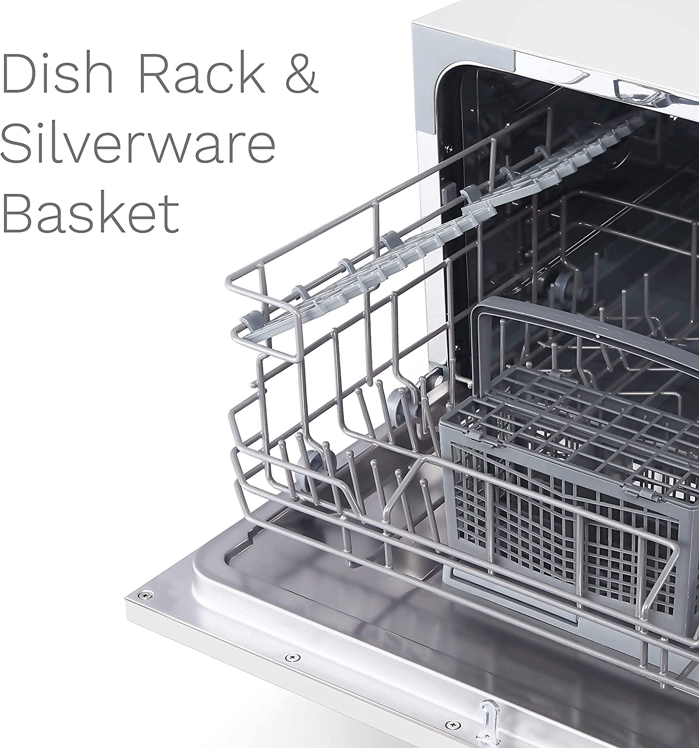 hOmeLabs Compact Countertop Dishwasher - Energy Star Portable Mini Dish  Washer in Stainless Steel Interior for Small Apartment Office and Home  Kitchen with 6 Place Setting Rack and Silverware Basket 