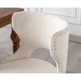 thumbnail image 5 of Guyou Modern Dining Chairs Set of 2, Mid-century Upholstered Linen Armless Side Chair with Nailhead Trim and Curved Back for Dining Room Living Room Kitchen, Beige, 5 of 11