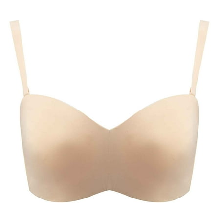Yyeselk Women s Plus Size Bra Detachable Straps Underwire Comfort Bra Push Up Full Coverage Bandeau Bra Women s Lingerie Beige 100C