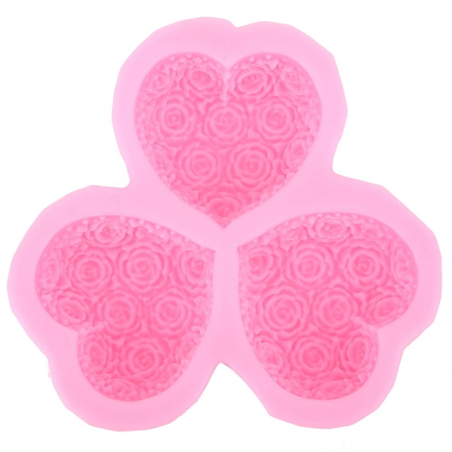 Herramienta para hornear DIY, moldes de chocolate rosa en forma de corazón de 3 cavidades, molde para pasteles ultra sensible Jadeshay A