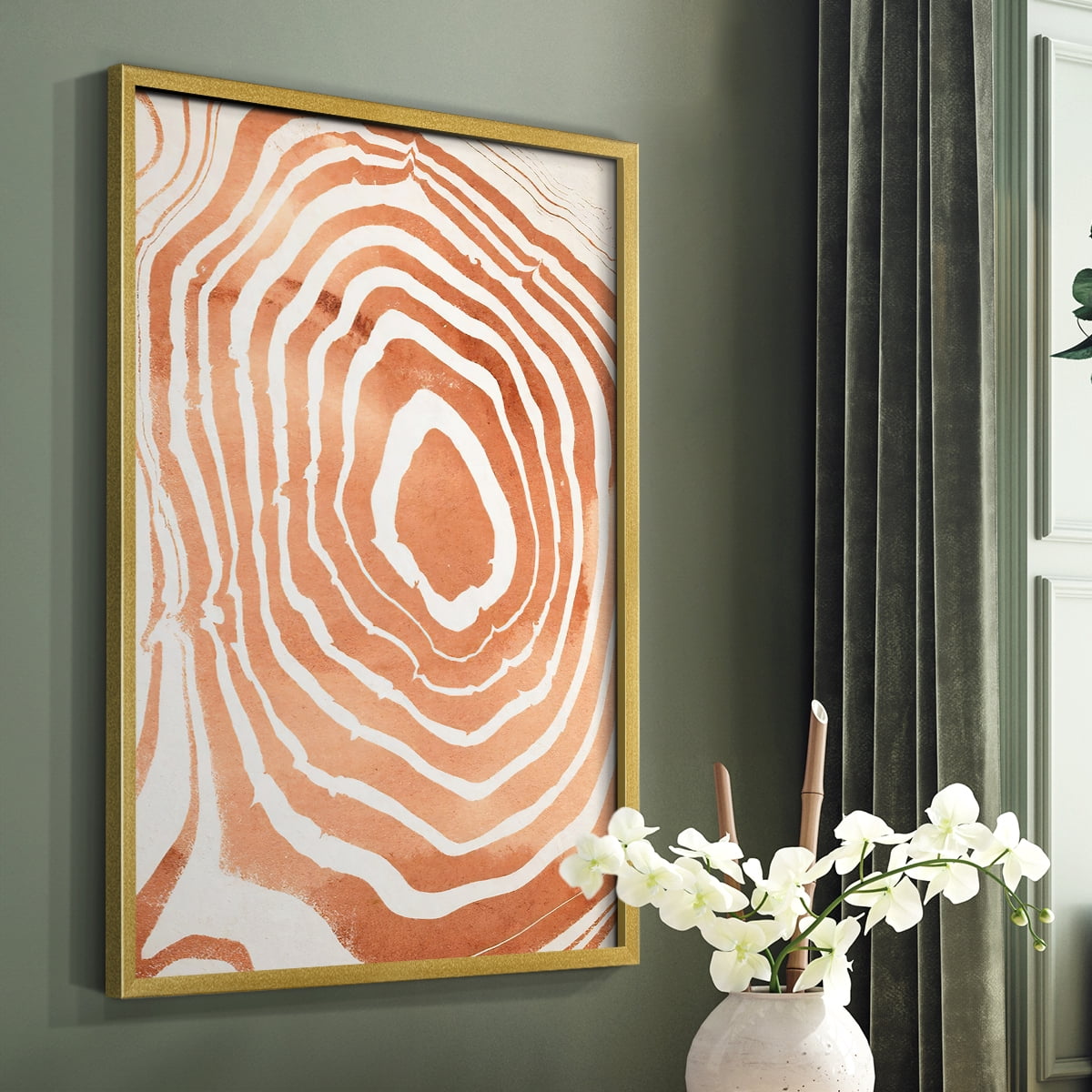 Wood Grain Suminagashi III Framed Print - Solid Wood in Single Picture Frame Solid Wood 2 Framed Print