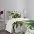 thumbnail image 3 of Ambesonne Monstera Quilted Bedspread Set 2 Pcs, Marble Boho Mid Century, Twin Size, Pale Grey Fern Green, 3 of 5