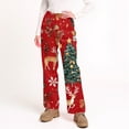 thumbnail image 5 of WTOBBY Women's Holiday-Themed Print Pajama Pants, Plush and Warm Fleece Bottoms with Christmas Snowflake and Tree Patterns, Comfortable Sleepwear for Women,Red XS, 5 of 5