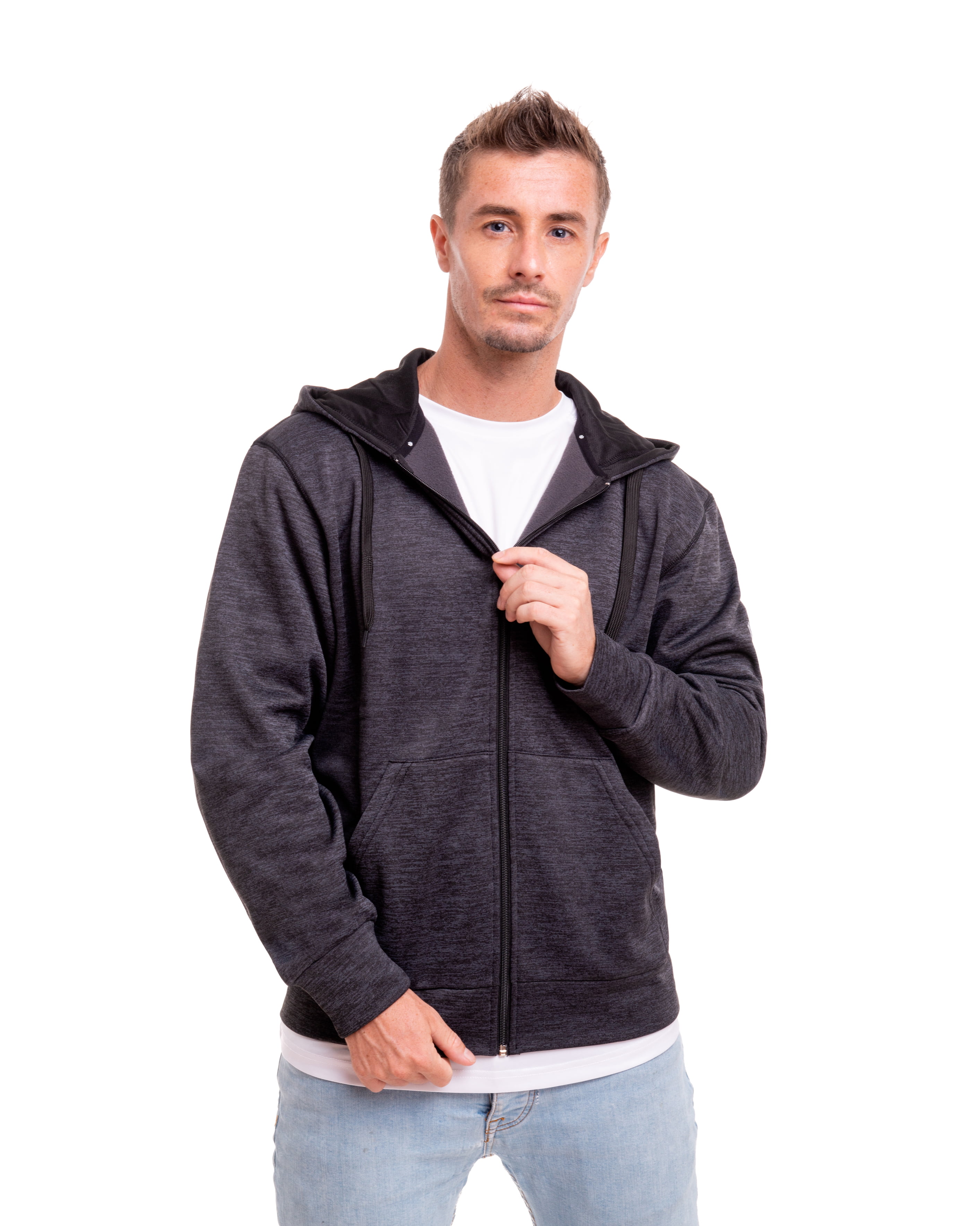 JAX Mens Active Hoodies Full-Zip Midweight Hooded Men’s Sweatshirt with Pockets BROOKLYN