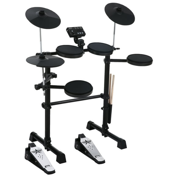 Electric Drum Set 8 Piece Electronic Drum Kit for Adult Beginner with 144 Sounds Hi-Hat Pedals and USB MIDI Connection Holiday Birthday Gifts