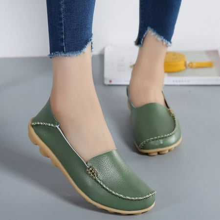 DUOYANGJIASHA Women s Comfortable Loafers Casual Round Toe Moccasins Wild Driving Flats Soft Walking Shoes Women Slip On-44