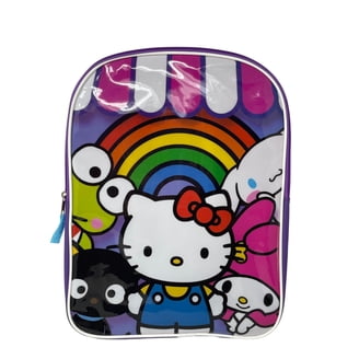 Sanrio Hello Kitty Mochila De Viaje Neon Rainbows, Juego De 5 Piezas, Bolsa De Almuerzo, Bolsa De Cincha, Estuche Para Gadget Botella De Agua