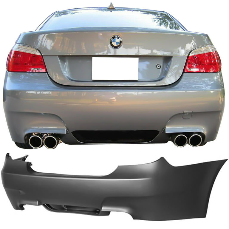 Ikon Motorsports Compatible with 04-09 E60 E61 5-Series M5 Style Rear  Bumper Cover Conversion Dual Outlets