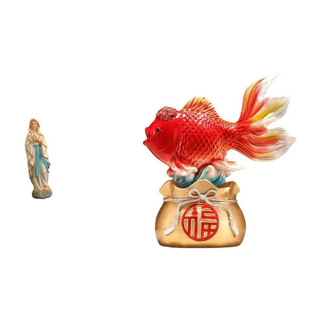 Escultura Decorativa De Resina De La Virgen María, La Señora Lutero Y El Bendito Jesús. Ideal Para Escritorio, Exhibición, Feng Shui, Peces Koi, Buena Suerte, Regalo Navideño, Entrada,