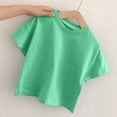 thumbnail image 4 of CAICJ98 Girls Short Sleeve T Shirts Toddler Summer Solid Color Crop Tops Crewneck Fashion Girls Tee Shirts Green,5-6 Years, 4 of 5
