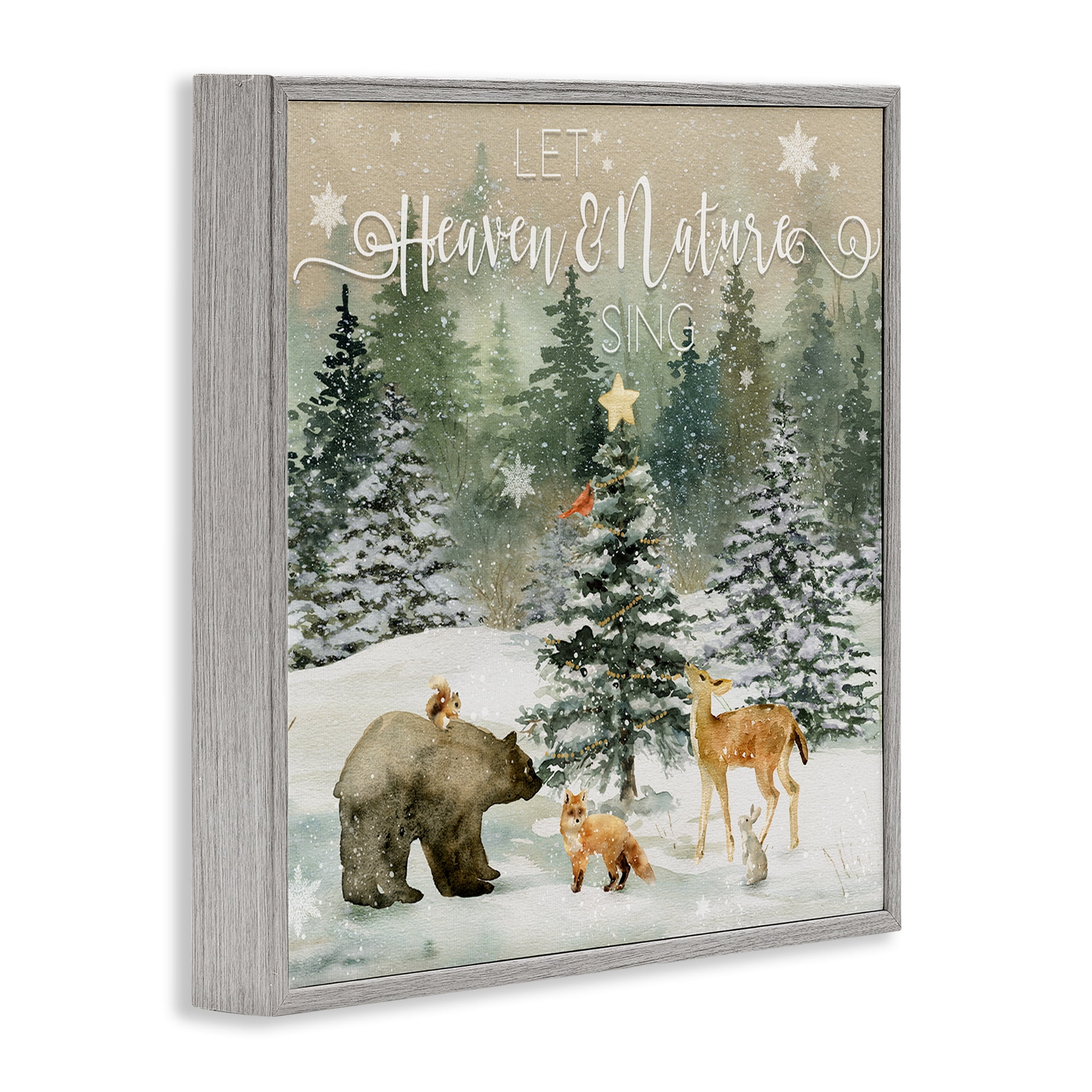 Stupell Industries Inspiring Woodland Animals Landscape Painting Gray Framed Art Prints Wall Art, 17 x 17