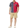 thumbnail image 2 of Lars Amadeus Men's Summer Striped Patchwork Short Sleeves Hawaiian Shirt, 2 of 6