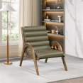 thumbnail image 3 of Bowery Hill Contemporary Rich Olive Vegan Leather Accent Chair, 3 of 10
