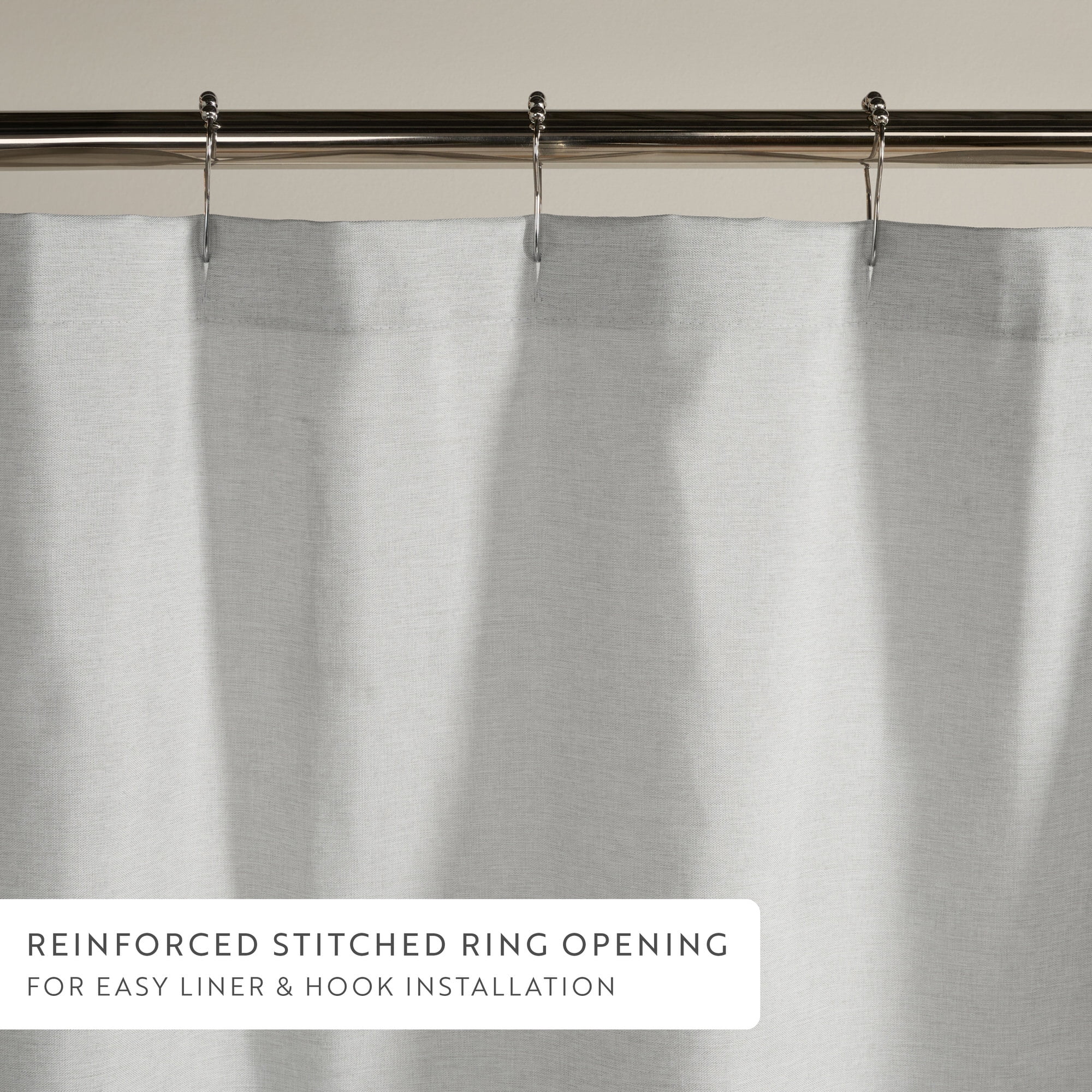 Linen-Look Polyester Shower Curtain in Essential Colors