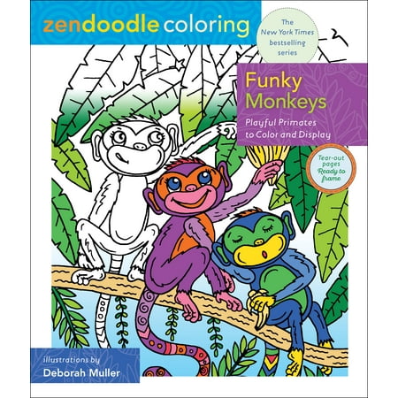 Funky Monkey Flannel - Zendoodle Coloring: Funky Monkeys : Playful Primates to Color and Display