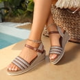 thumbnail image 3 of Rokment Espadrille Wedge Dress Sandals for Women 2026 Boho Beach Fahion Casual Braided Open Toe Platform Strappy Summer Shoes Brown Size 6, 3 of 6