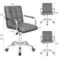 thumbnail image 6 of Lacoo Mid-Back Adjustable Office Desk Chair Faux Leather Ribbed Task Chair with Armrest, Gray, 6 of 7