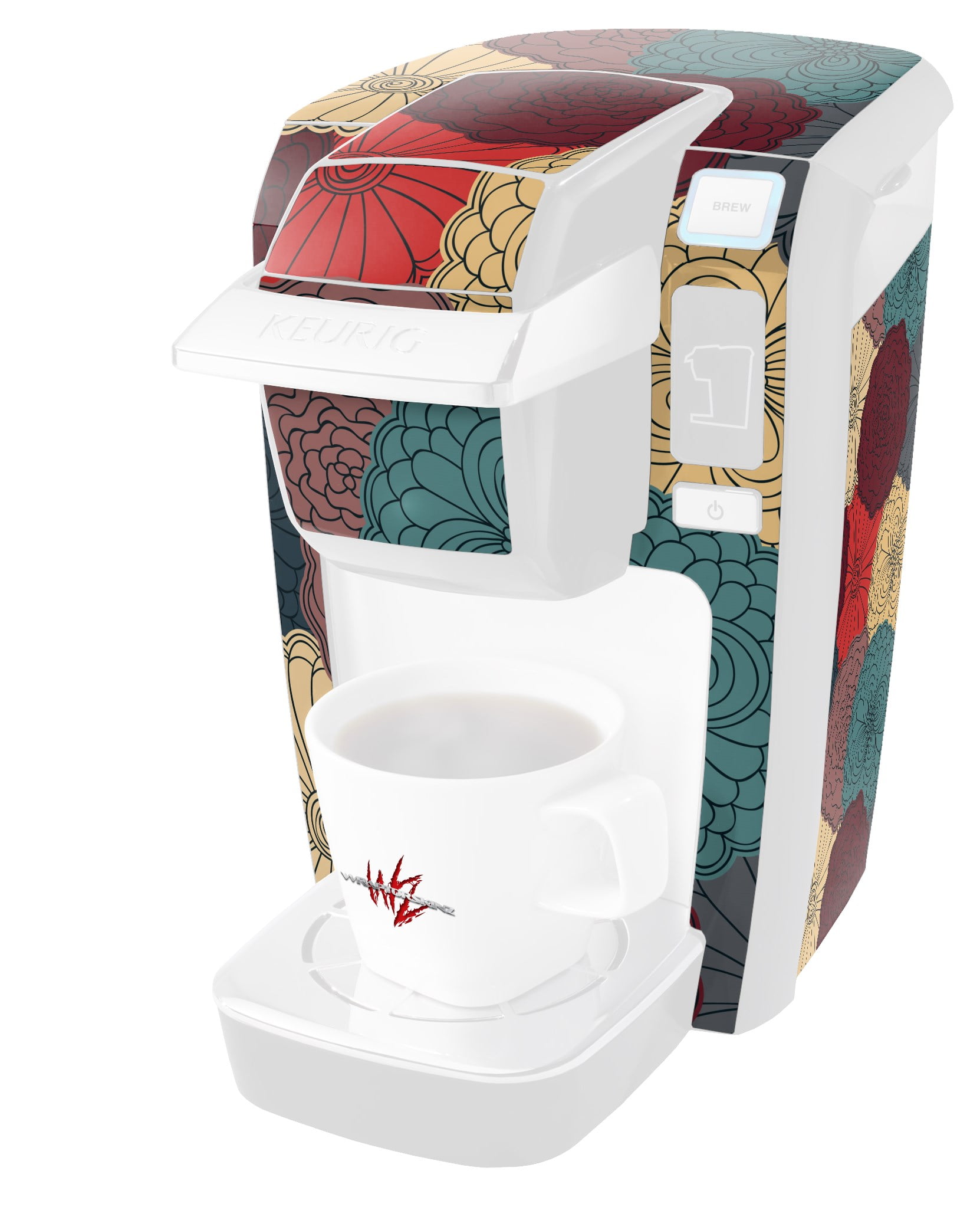 Flowers Pattern 04 Decal Style Vinyl Skin fits Keurig K10 / K15 Mini