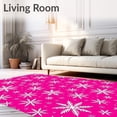 thumbnail image 2 of ODIKA 6x9 Machine Washable Non-Slip Area Rug, Joyful Crystal Snow Evergreen Backdrop High Traffic Rug with Pad, Pink, 739962, 2 of 8