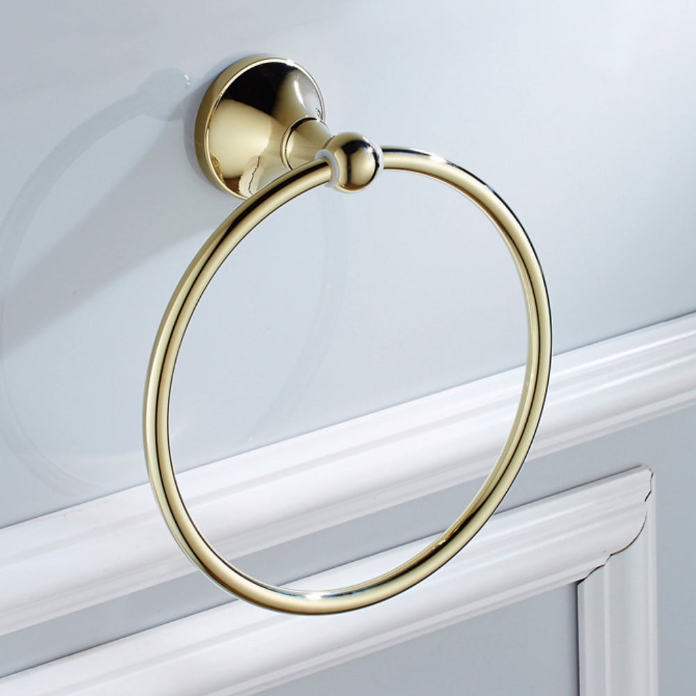 Brushed Gold Towel Ring Aluminum Space Modern Wall Mounted Towel Holder Rail 
