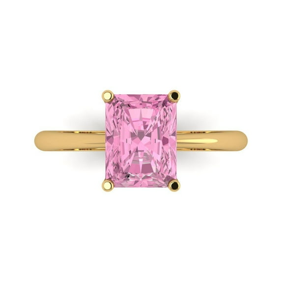 Solitaire Engagement Ring for Women - 2.5ct Simulated Pink Diamond in 18K Yellow Gold Promise Ring