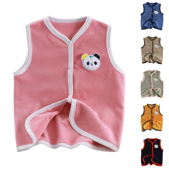 Fall/Winter Savings! Hvobtty Toddler Fleece Casual Jacket, Kids Winter Sleeveless Coat, Toddler Print Cozy Soft Comfortable Casual Warm Lined Padded Jacket for Boys and Girls Yellow, 5-6 Years