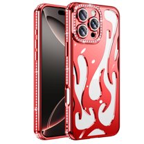 Allytechgroup Magnetic Case for iPhone 14 Pro Max, Slim Glitter Diamond Rhinestones Heat Dissipation Support Wireless Charging Shockproof Protective Back Cover for iPhone 14 Pro Max, Red