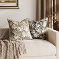 thumbnail image 2 of SUSIELADY Floral Pillow Cover 18 x 18 Inches – Vintage Chenille Square Throw Pillow, Soft Decorative Farmhouse Accent for Couch Sofa Living Room Bedroom, 1 Piece, Cream Beige, 2 of 6