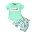 thumbnail image 1 of Ensemble de Tenues Garçon Imprimé Manches Courtes Hauts Shorts Col Rond Vêtements d'Été pour Garçons 2-3 Ans Mode Garçons, 1 of 6
