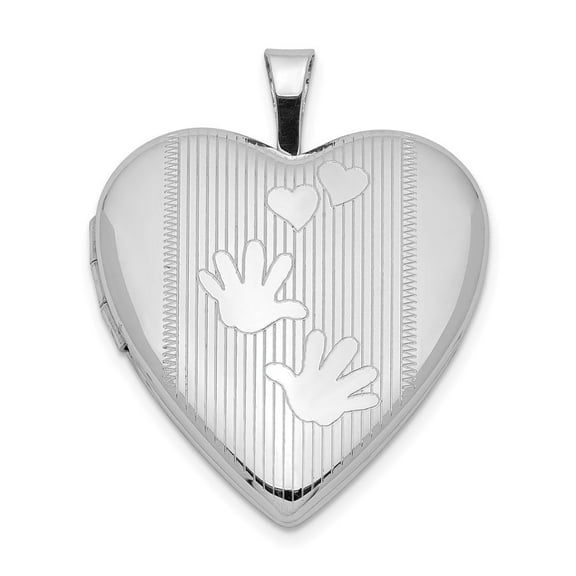 Auriga 925 Sterling Silver Rhodium-plated 20mm Hands Heart Locket (L-25.35mm, W-19.6mm) for Women