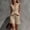 *Khaki, variant on Women’s Sleeveless Button Ruffle Hem Top and Drawstring Pocket Shorts ,Casual Vacation 2 Piece Outfit Set Pink,Women's Plus M