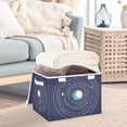 thumbnail image 3 of Yayeee Collapsible Cube Storage Bin with Lid Fabric Closet Decorative Basket with Handles, Beige Cat Planet, 3 of 7
