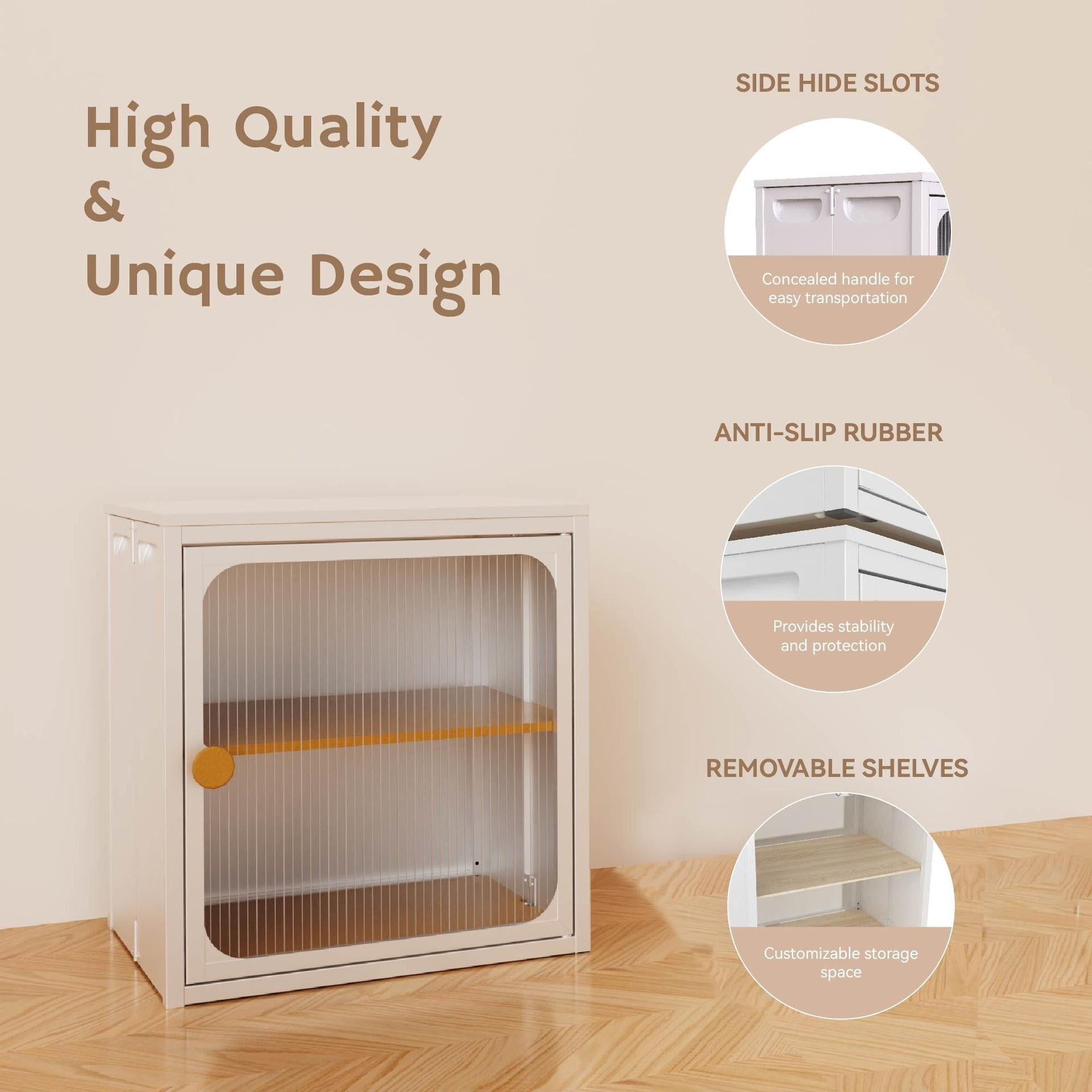 1-Piece Foldable Cabinet, Storage Box with Anti-Slip Design, Easy to DIY Home Storage Container with Door