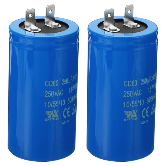 Uxcell 250uF/MFD 250VAC 15% Tolerance 50/60Hz CD60 Run Capacitor 2 Pack