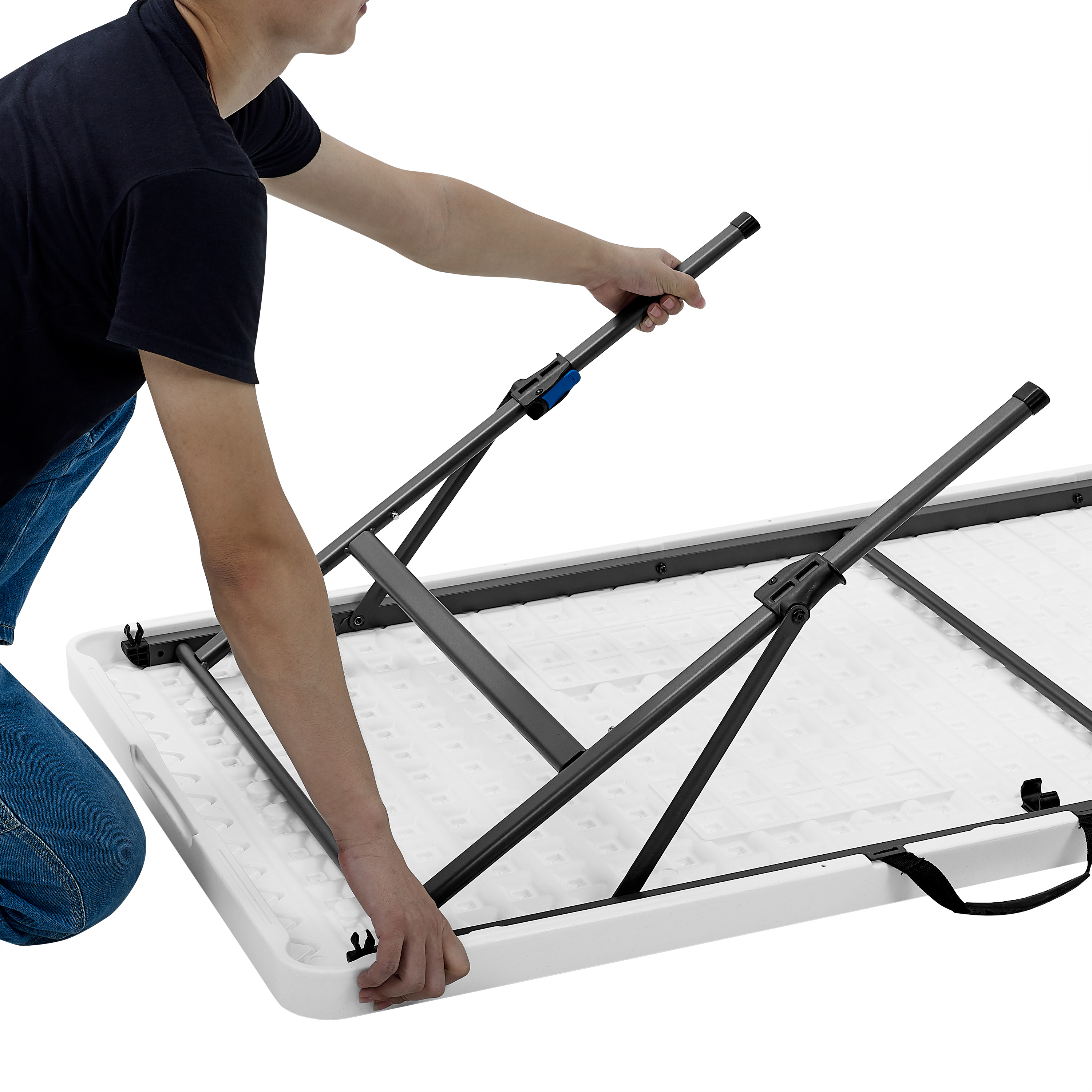 Mainstays 8 ft Fold-in-Half Folding Table, White photo 8
