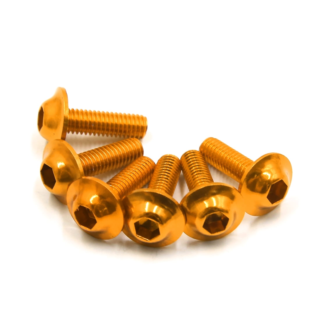 6PCS M6 x 20mm Gold Tone Hexagon License Plates Bolts Screws for